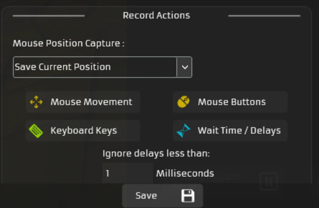 TG Macro keyboard and mouse actions